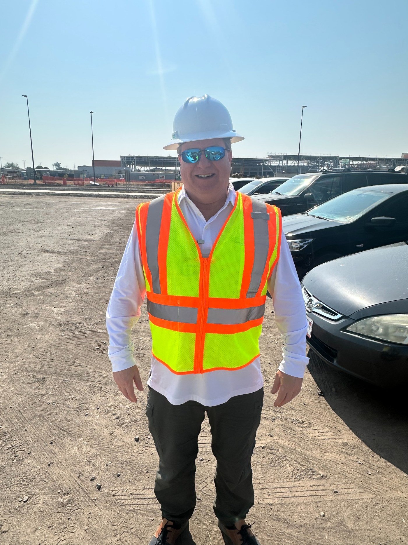 Glenn Pierce at an active industrial project site wearing safety equipment